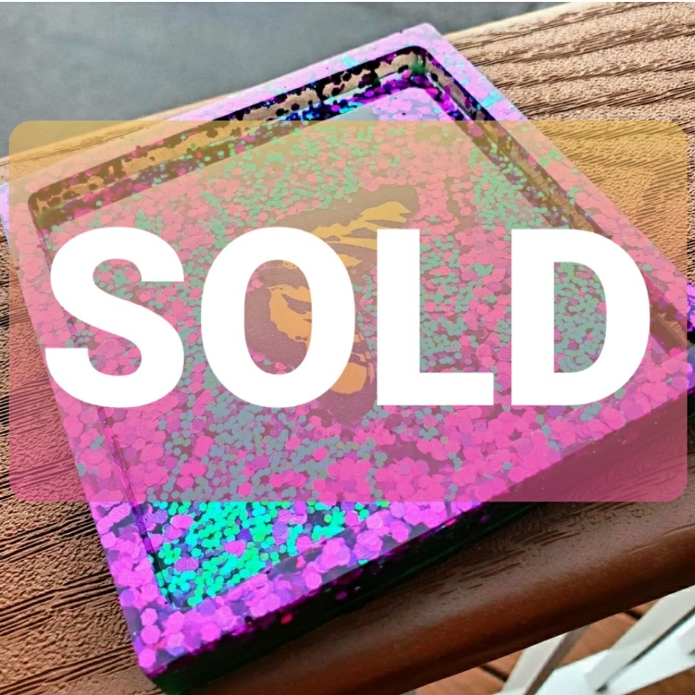Glittery Color Shift Handmade Butterfly Coaster
